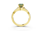 Yellow gold Fancy Green Emerald Cut Diamond  Halo Twist Band Solitaire Prong Setting Ring_51