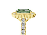 Yellow gold Fancy Green Emerald  Cut Diamond Milgrain Floral Halo Engagement Ring with Pavé Band_20