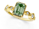 Yellow gold Fancy Green Emerald  Cut Diamond Milgrain Marquise Band with Prong Setting_4