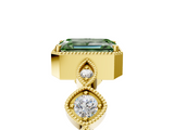 Yellow gold Fancy Green Emerald  Cut Diamond Milgrain Marquise Band with Prong Setting_8
