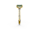 Yellow gold Fancy Green Emerald  Cut Diamond Pavé Band Ring with Four-Prong Setting_25