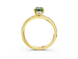 Yellow gold Fancy Green Emerald  Cut Diamond Pavé Band Ring with Four-Prong Setting_26