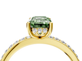 Yellow gold Fancy Green Emerald  Cut Diamond Pavé Band Ring with Four-Prong Setting_27