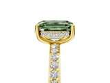 Yellow gold Fancy Green Emerald  Cut Diamond Pavé Band Ring with Four-Prong Setting_28