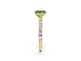 Yellow gold Fancy Green Emerald Cut Diamond Pavé Band Solitaire Ring with Prong Setting_90