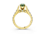 Yellow gold Fancy Green Emerald  Cut Diamond Pavé Band Solitaire with Four-Prong Setting_18