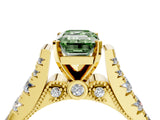 Yellow gold Fancy Green Emerald  Cut Diamond Pavé Band Solitaire with Four-Prong Setting_19
