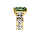 Yellow gold Fancy Green Emerald  Cut Diamond Pavé Band Solitaire with Four-Prong Setting_20