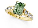 Yellow gold Fancy Green Emerald  Cut Diamond Pavé Band Solitaire with Four-Prong Setting_4