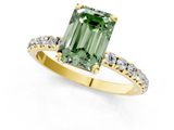 Yellow gold Fancy Green Emerald  Cut Diamond Pavé Band Solitaire with Four-Prong Setting_4