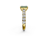 Yellow gold Fancy Green Emerald  Cut Diamond Pavé Band Solitaire with Four-Prong Setting_5