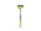 Yellow gold Fancy Green Emerald  Cut Diamond Pavé Band Solitaire with Four-Prong Setting_5