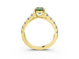 Yellow gold Fancy Green Emerald  Cut Diamond Pavé Band Solitaire with Four-Prong Setting_6