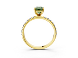 Yellow gold Fancy Green Emerald  Cut Diamond Pavé Band Solitaire with Four-Prong Setting_6