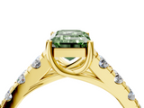 Yellow gold Fancy Green Emerald  Cut Diamond Pavé Band Solitaire with Four-Prong Setting_7