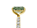 Yellow gold Fancy Green Emerald  Cut Diamond Pavé Band Solitaire with Four-Prong Setting_8