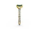 Yellow gold Fancy Green Emerald  Cut Diamond Pavé Band with Four-Prong Setting_22