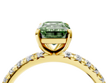 Yellow gold Fancy Green Emerald  Cut Diamond Pavé Band with Four-Prong Setting_24