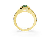 Yellow gold Fancy Green Emerald Cut Diamond Pavé Halo Ring with Four-Prong Setting_39