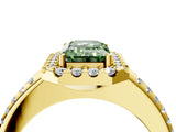 Yellow gold Fancy Green Emerald Cut Diamond Pavé Halo Ring with Four-Prong Setting_40