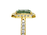 Yellow gold Fancy Green Emerald Cut Diamond Pavé Halo Ring with Four-Prong Setting_41