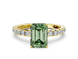 Yellow gold Fancy Green Emerald Cut Diamond Pavé Solitaire Engagement Ring with Four-Prong Setting_70