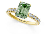 Yellow gold Fancy Green Emerald Cut Diamond Pavé Solitaire Engagement Ring with Four-Prong Setting_71