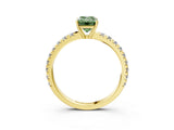 Yellow gold Fancy Green Emerald Cut Diamond Pavé Solitaire Engagement Ring with Four-Prong Setting_73