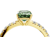 Yellow gold Fancy Green Emerald Cut Diamond Pavé Solitaire Engagement Ring with Four-Prong Setting_74