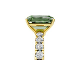 Yellow gold Fancy Green Emerald Cut Diamond Pavé Solitaire Engagement Ring with Four-Prong Setting_75