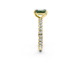 Yellow gold Fancy Green Emerald Cut Diamond Pavé Solitaire Ring with Round Band and Prong Setting_14