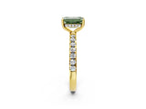 Yellow gold Fancy Green Emerald Cut Diamond Pave Band Solitaire Ring with Four-Prong Setting_60