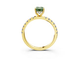 Yellow gold Fancy Green Emerald Cut Diamond Pave Band Solitaire Ring with Four-Prong Setting_61