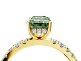 Yellow gold Fancy Green Emerald Cut Diamond Pave Band Solitaire Ring with Four-Prong Setting_62