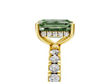 Yellow gold Fancy Green Emerald Cut Diamond Pave Band Solitaire Ring with Four-Prong Setting_63