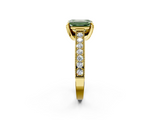 Yellow gold Fancy Green Emerald  Cut Diamond Pave Band with Four-Prong Setting_22