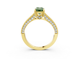 Yellow gold Fancy Green Emerald  Cut Diamond Pave Band with Four-Prong Setting_23