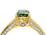 Yellow gold Fancy Green Emerald  Cut Diamond Pave Band with Four-Prong Setting_24