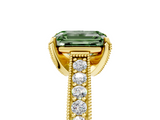 Yellow gold Fancy Green Emerald  Cut Diamond Pave Band with Four-Prong Setting_25