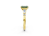 Yellow gold Fancy Green Emerald  Cut Diamond Ring with Baguette Side Stones, Channel Set Band, and Four-Prong Setting_26