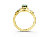 Yellow gold Fancy Green Emerald  Cut Diamond Ring with Baguette Side Stones, Channel Set Band, and Four-Prong Setting_27