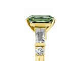 Yellow gold Fancy Green Emerald  Cut Diamond Ring with Baguette Side Stones, Channel Set Band, and Four-Prong Setting_29