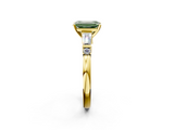 Yellow gold Fancy Green Emerald  Cut Diamond Ring with Baguette Side Stones, Channel Set Band, and Four-Prong Setting_5