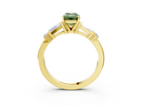 Yellow gold Fancy Green Emerald  Cut Diamond Ring with Baguette Side Stones, Channel Set Band, and Four-Prong Setting_6