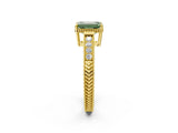 Yellow gold Fancy Green Emerald Cut Diamond Ring with Milgrain Pavé Band and Four-Prong Setting_22