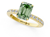 Yellow gold Fancy Green Emerald  Cut Diamond Ring with Pavé Band and Four-Prong Setting_56