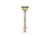 Yellow gold Fancy Green Emerald  Cut Diamond Ring with Pavé Band and Four-Prong Setting_57