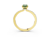 Yellow gold Fancy Green Emerald  Cut Diamond Ring with Pavé Band and Four-Prong Setting_58