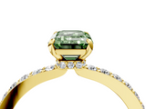 Yellow gold Fancy Green Emerald  Cut Diamond Ring with Pavé Band and Four-Prong Setting_59