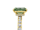 Yellow gold Fancy Green Emerald  Cut Diamond Ring with Pavé Band and Four-Prong Setting_60